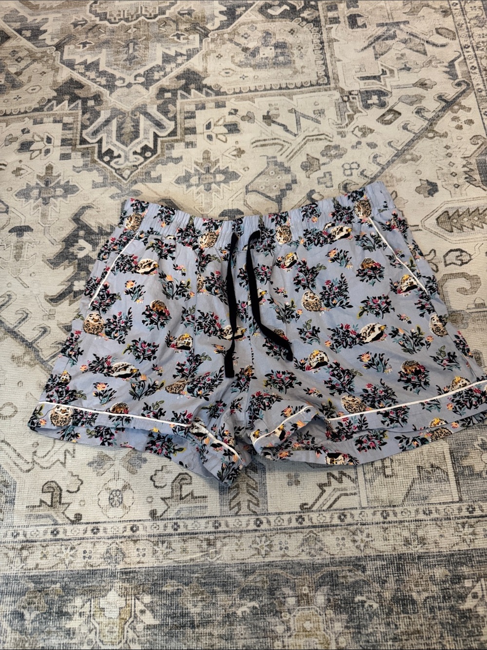 Vera Bradley Light Blue Floral Drawstring Lounge Shorts sz Medium